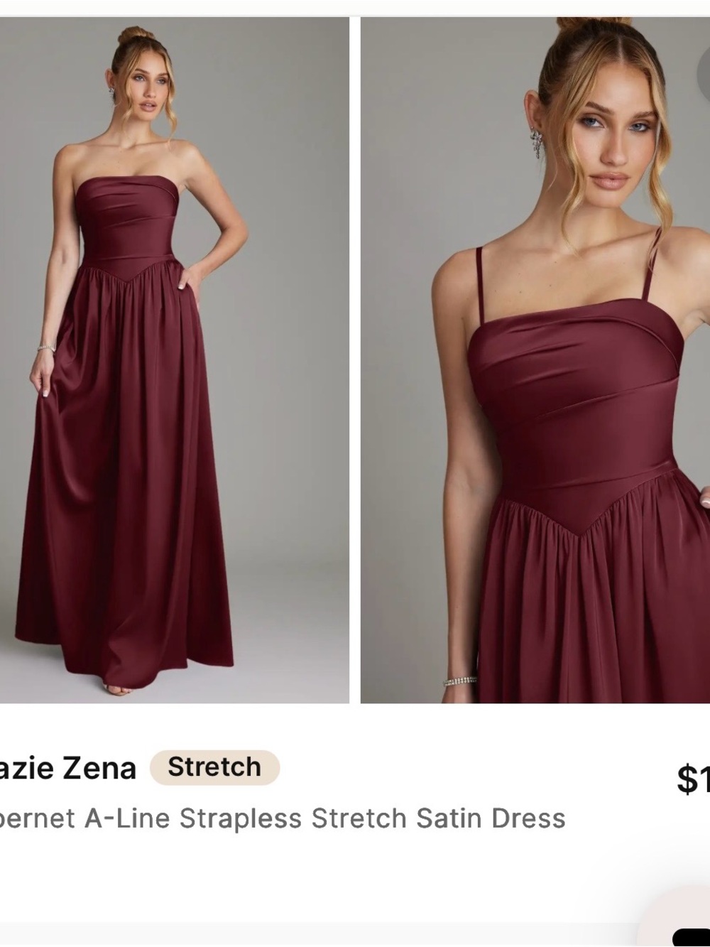 Azazie Zena Satin Gown in Cabernet